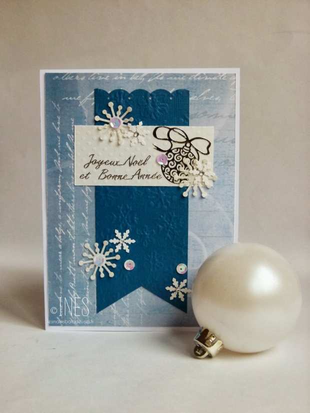 Inès Mains baladeuses cartes scrapbooking noël fêtes bleu blanc flocons neige clean simple cards christmas holidays snowflakes blue white (4)